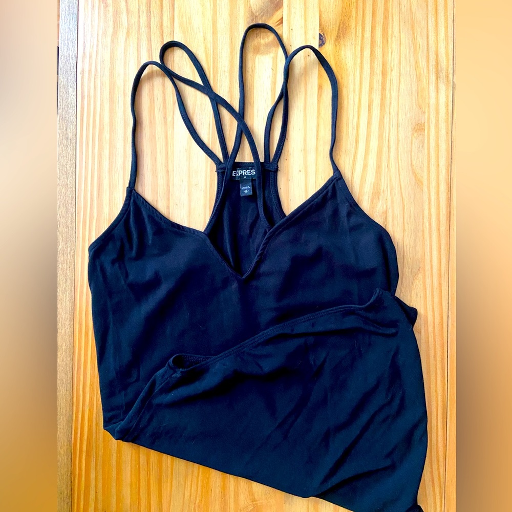 EXPRESS Criss Cross Body Suit - Black - Size Small